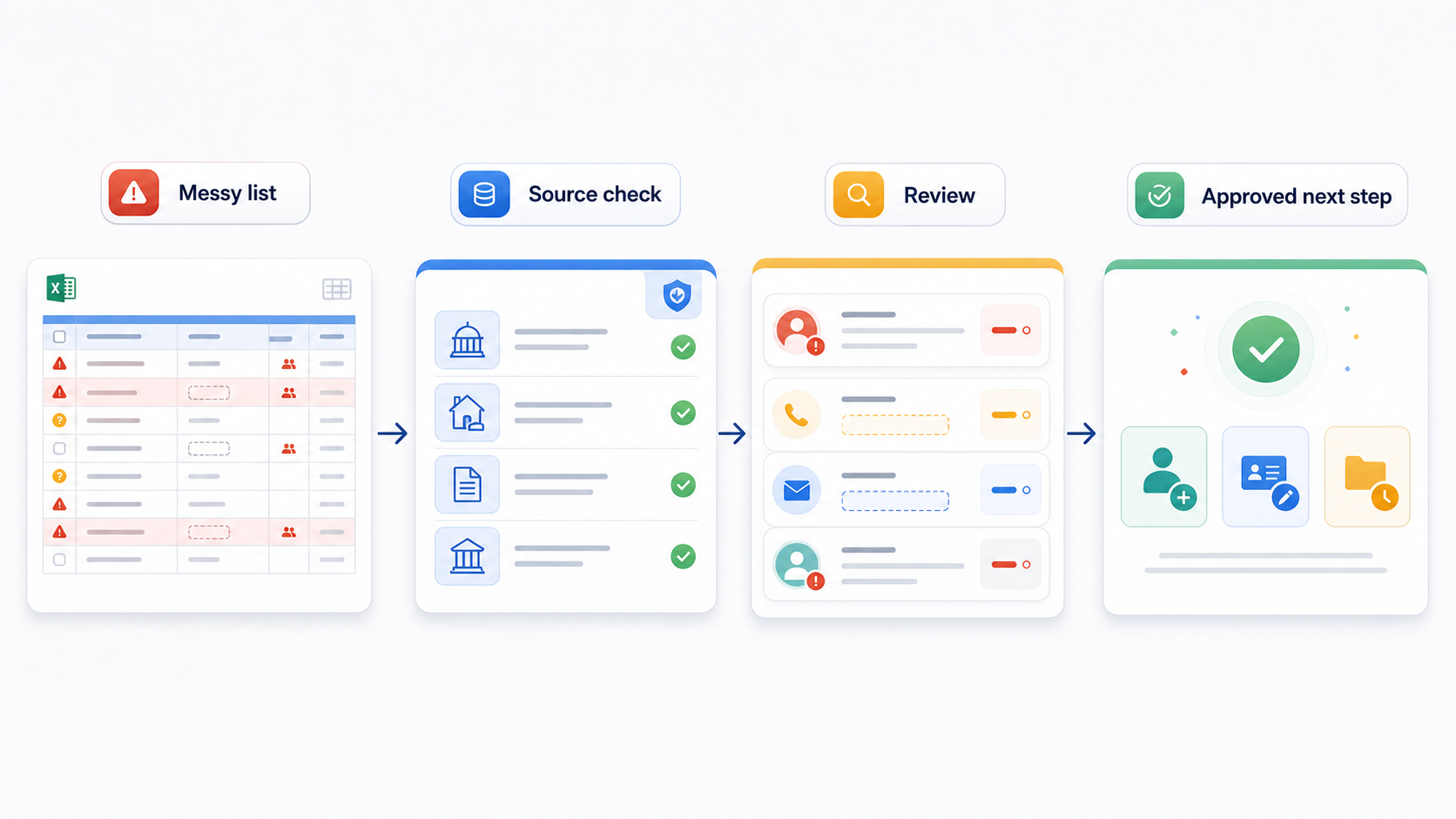 Messy list to trusted next step workflow